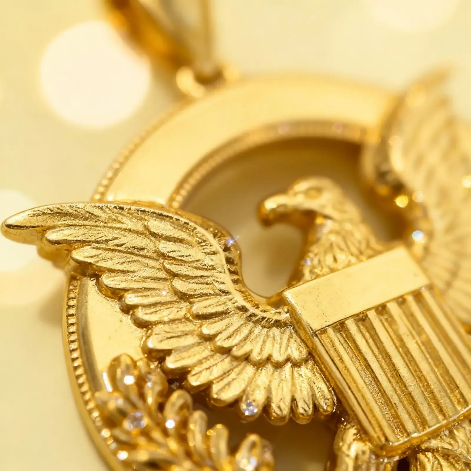 Close-up image of American Eagle Pendant gold